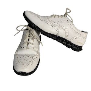 Cole Haan Zerogrand Men Wingtip Oxford Shoes White Speckled Black Sole Size 9
